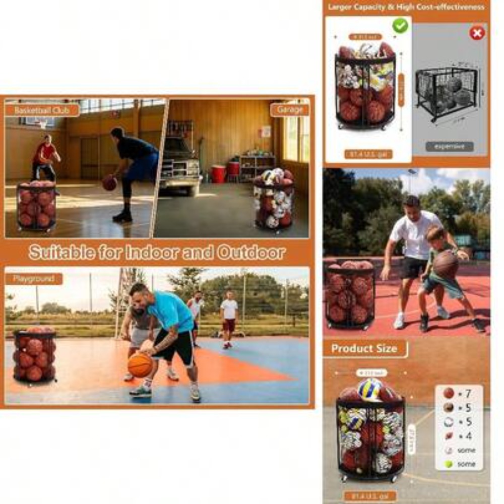 Heavy Duty Ball Storage Bin Ca - Sports Equipment Garage Storage 评论和价格